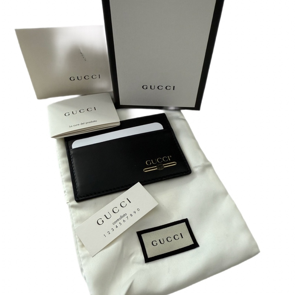 New GUCCI Black Leather Card Holder - Picture 2 of 8